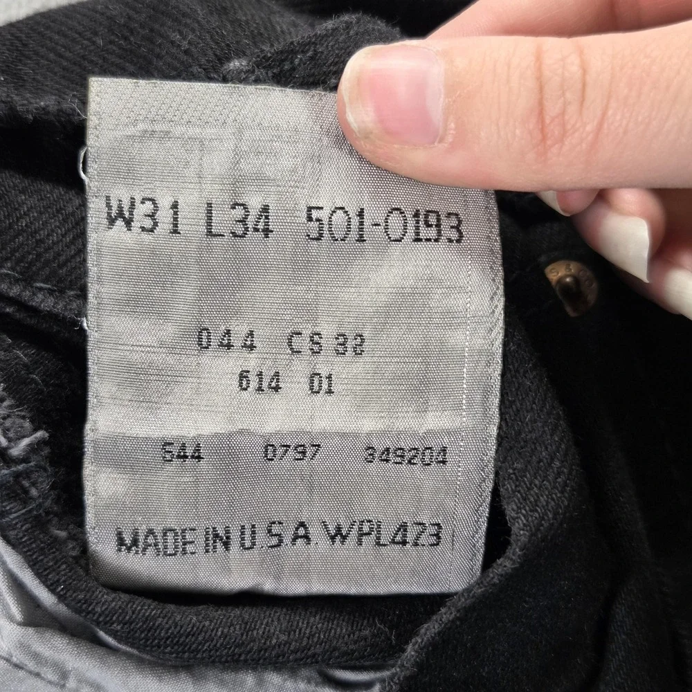 VTG‎ Levis 501 Jeans Mens Black Straight USA Red Trim 90s Modified Fits 28x29